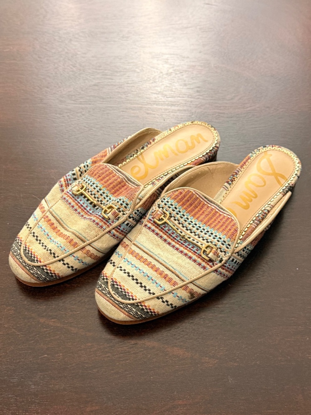 Sam Edelman Linnie Woven Fabric Mule Loafers Size 8
